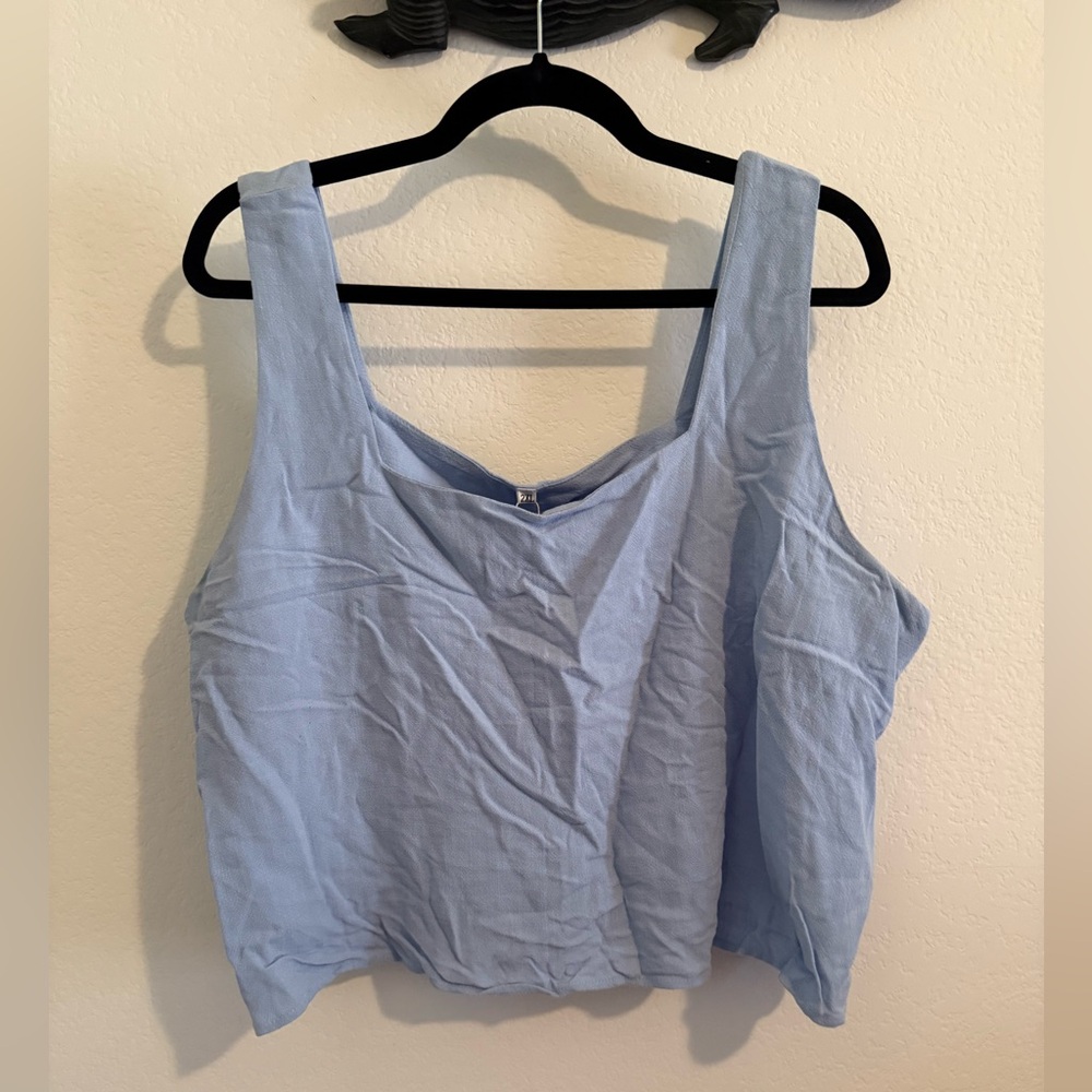 NWT Anrabess Blue Linen Tank Top, Size 2XL